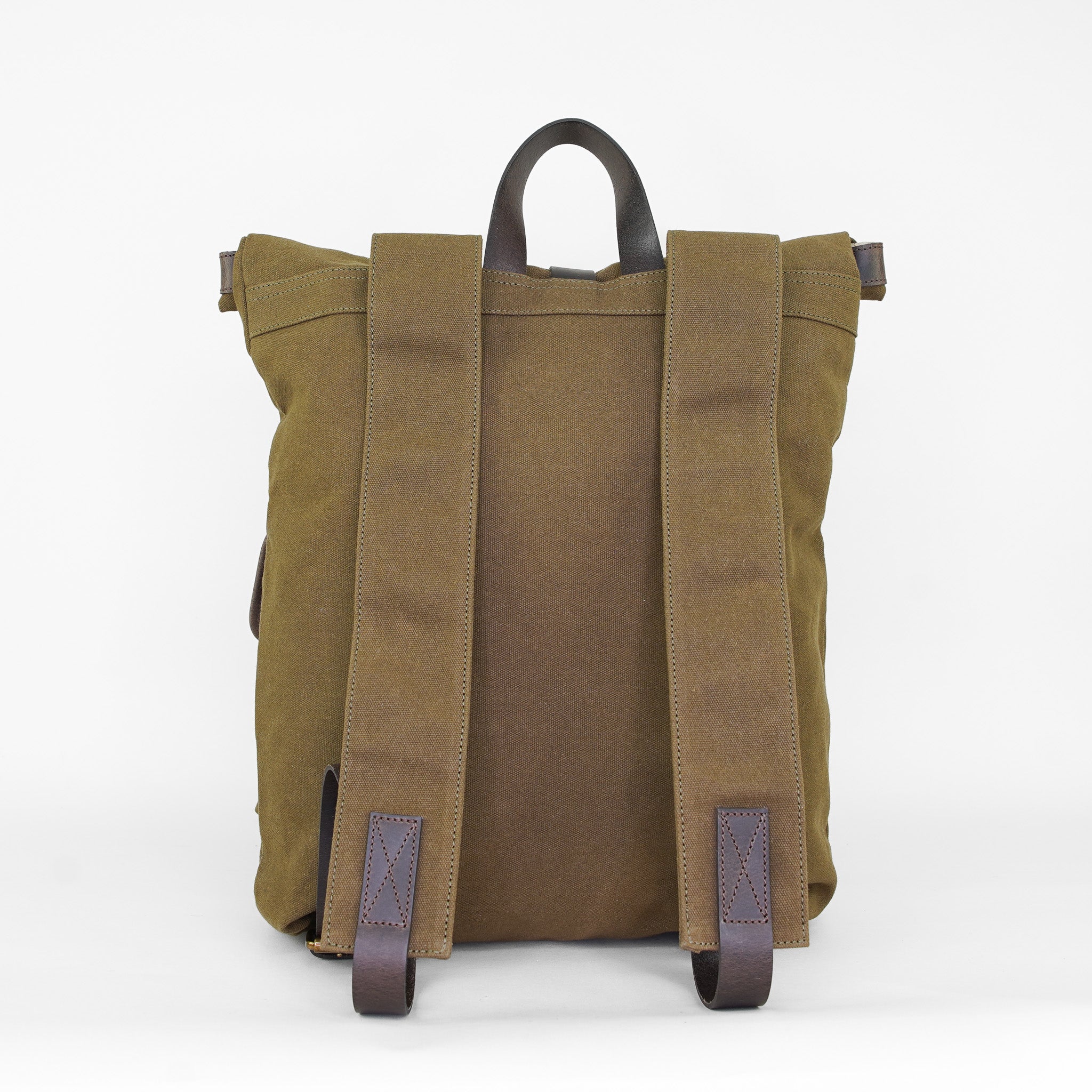 Olive Waxed Canvas Roll Top Rucksack Backpack